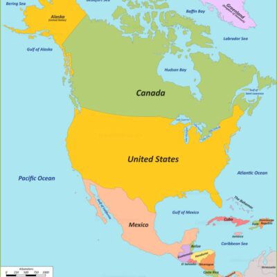 Map of Countries that make up North America