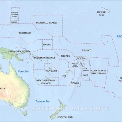 A map of Oceana countries.